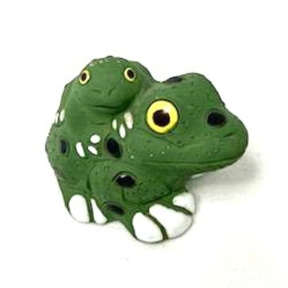 Ceramic Frog Figurine Adult & Child Big Eyes - Picture 2 of 6
